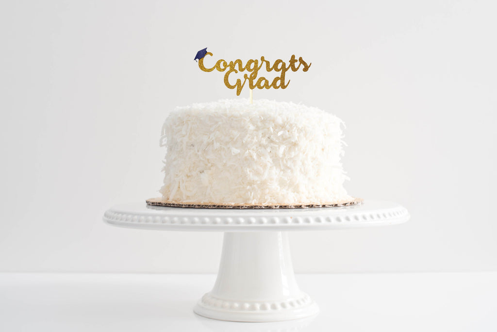 Congrats Grad Cake Topper with Graduation Cap 