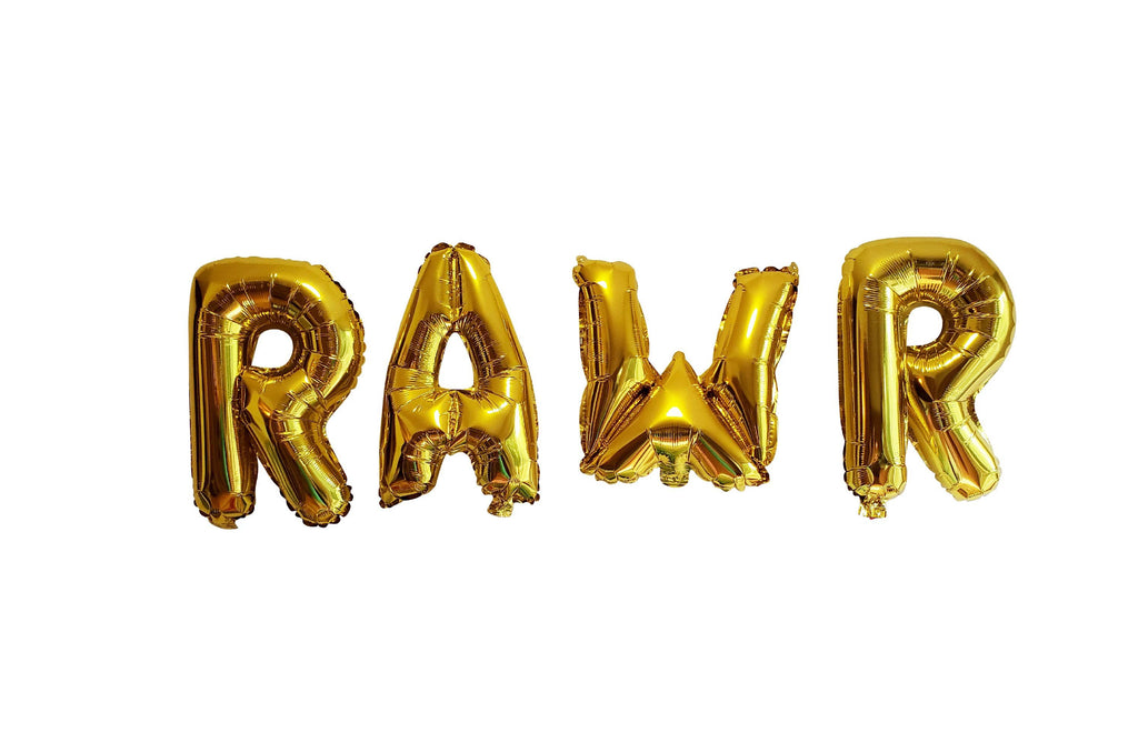 RAWR Balloons for Dinosaur Birthday Party, 14" Foil Balloons, First Birthday, 1st Bday, T-rex, 2nd, 3rd,
