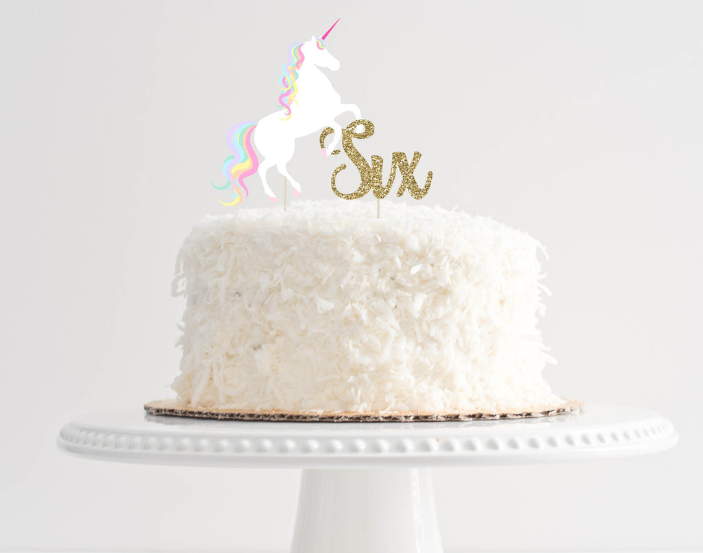 6th birthday unicorn cake topper