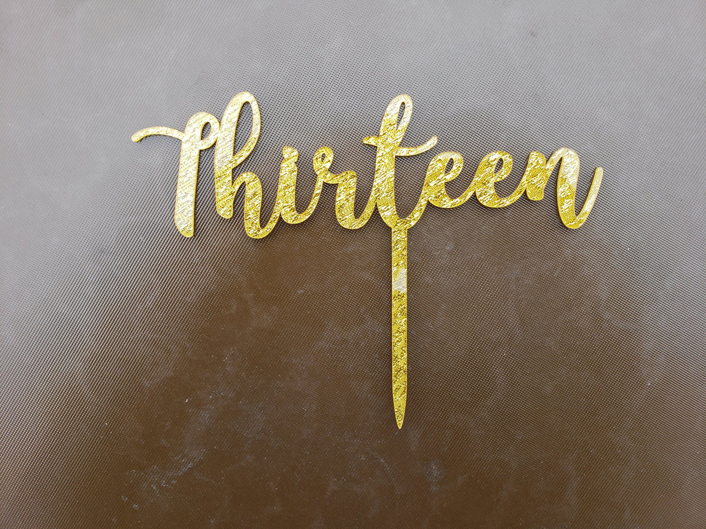 teenager, gold glitter 13th birthday cake topper