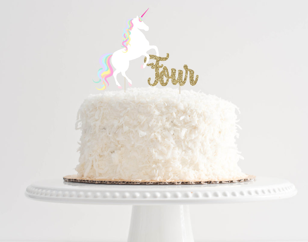 4th birthday unicorn cake topper