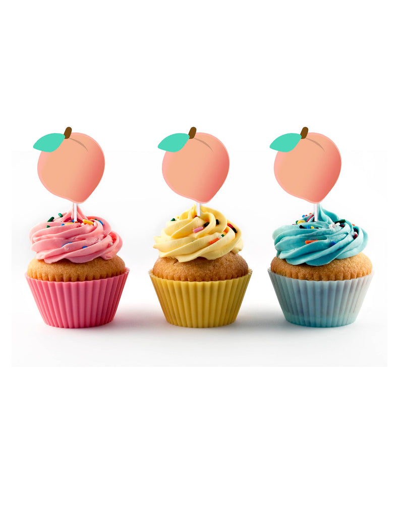 Sweet as a Peach Cupcake Toppers (12 count) - For Peach Birthday Party, First Bday, Cake Smash, 1st Birthday, Georgia Peaches