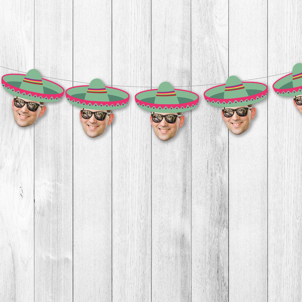 Sombrero Face Banner, Cinco De Mayo, Personalized, Funny, Hat, Fiesta Birthday, Bachelorette, Cindo de Mayo, Dia de los Muertos, 30th, 40th