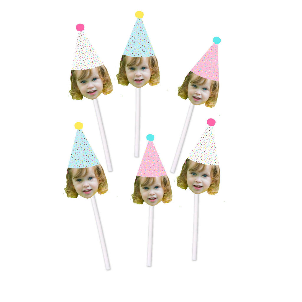 Donut sprinkle party hat cupcake toppers