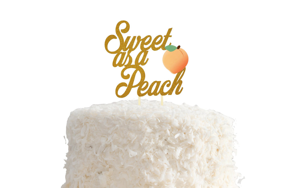 Sweet as a Peach Cake Topper, Gold Glitter, Georgia Peach Party Decorations, Peach Cake, 1st Birthday, Bday Party, Peachy