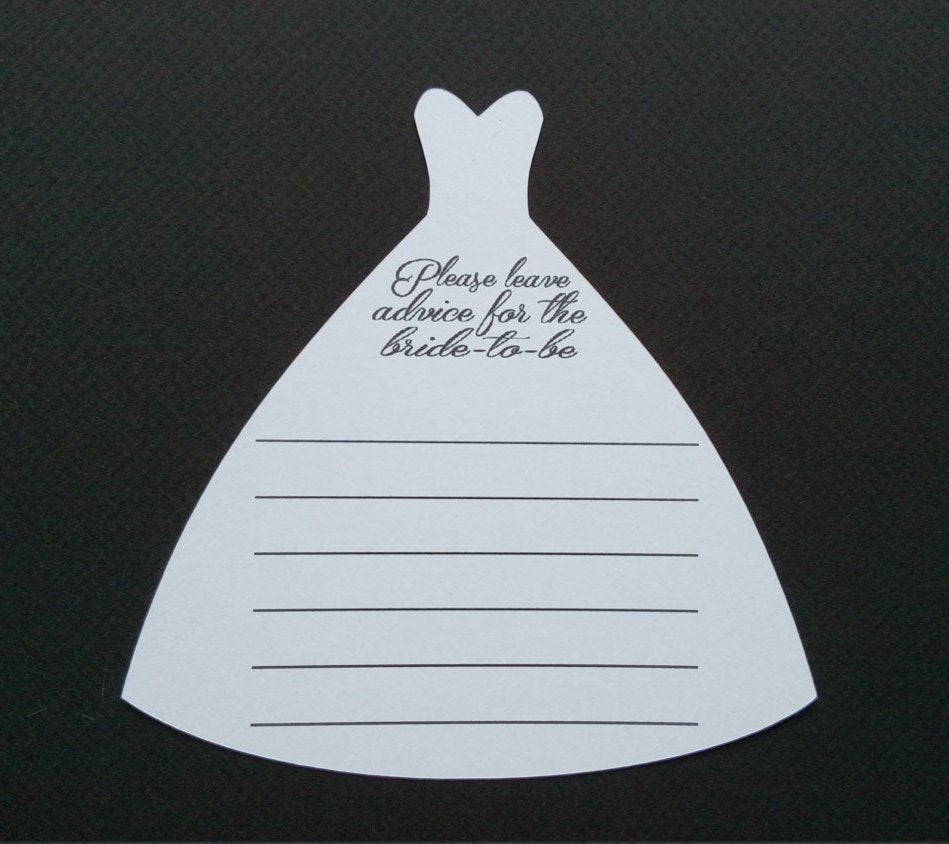 Wedding dress advice cards