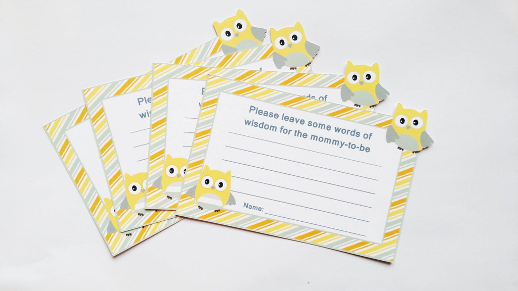 Yellow and Gray advice cards mom to be
