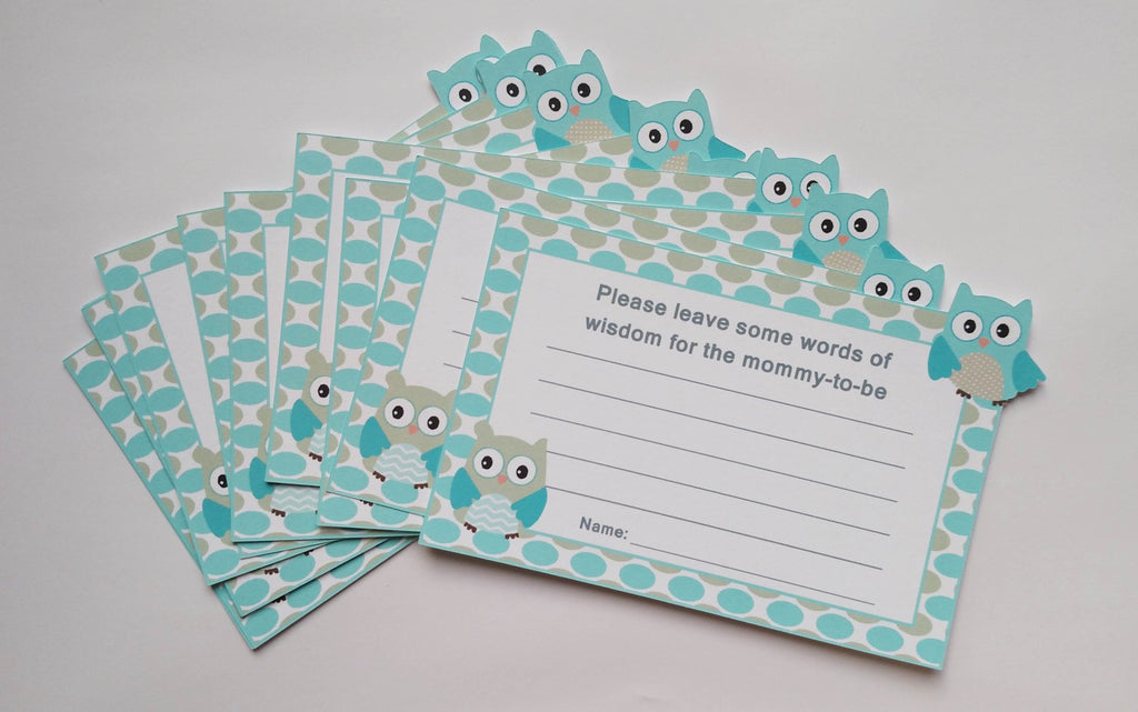 Blue Owl advice cards for mom to be
