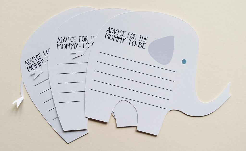 Elephant baby shower advice cards