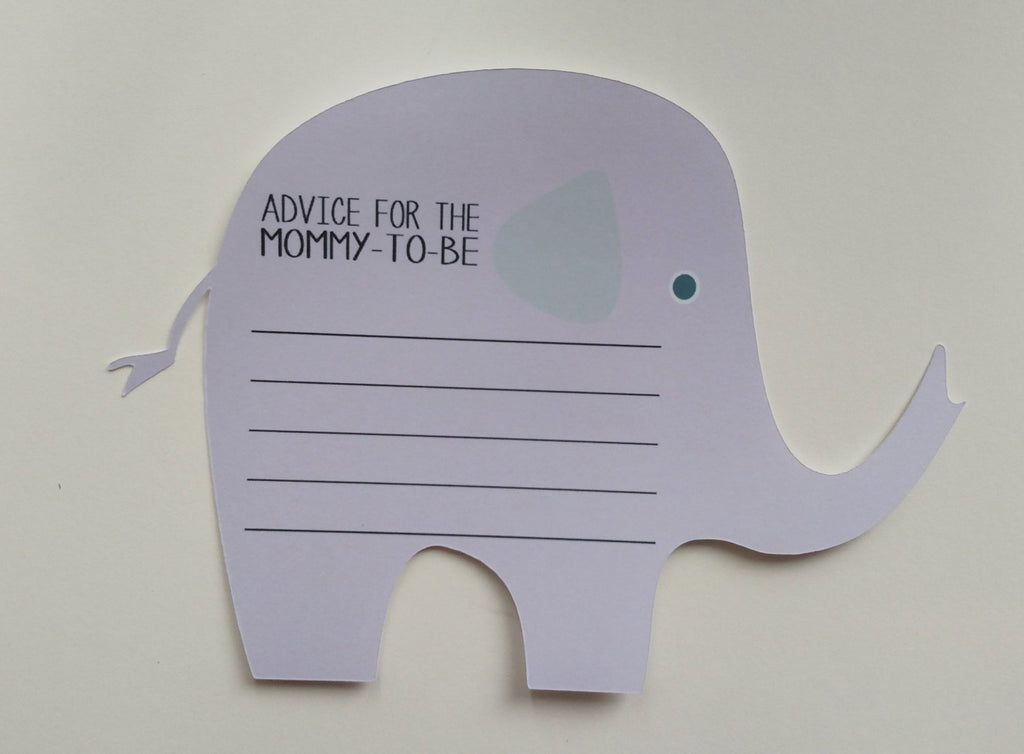 Elephant baby shower advice cards