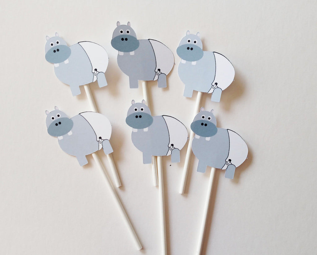 Baby Hippo Cupcake Toppers 