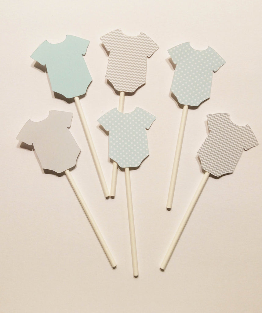 Baby Boy Bodysuit Cupcake Toppers 