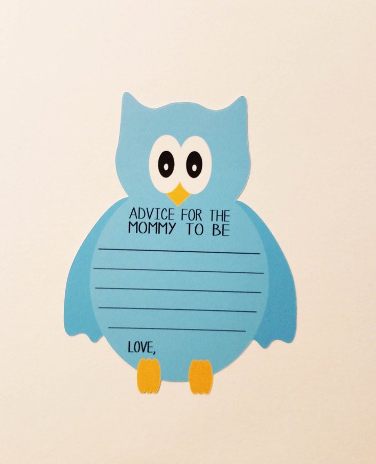 Owl blue boy advice cards 