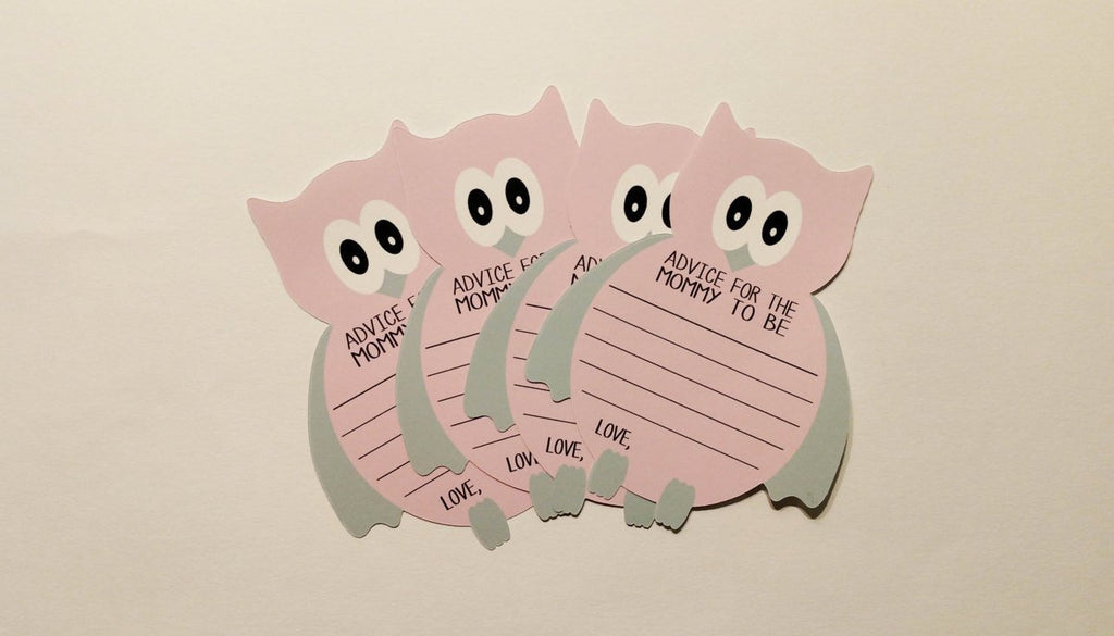 Pink and Gray advice cards mom to be