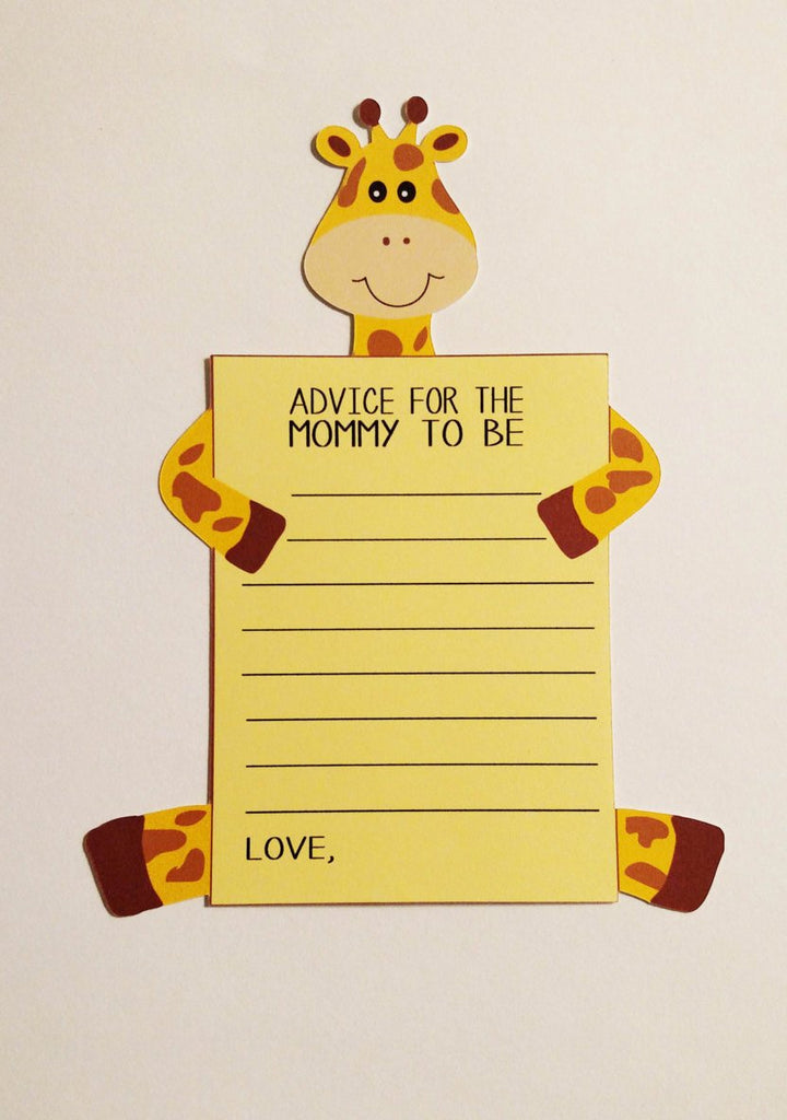 Giraffe mom to be advice cards