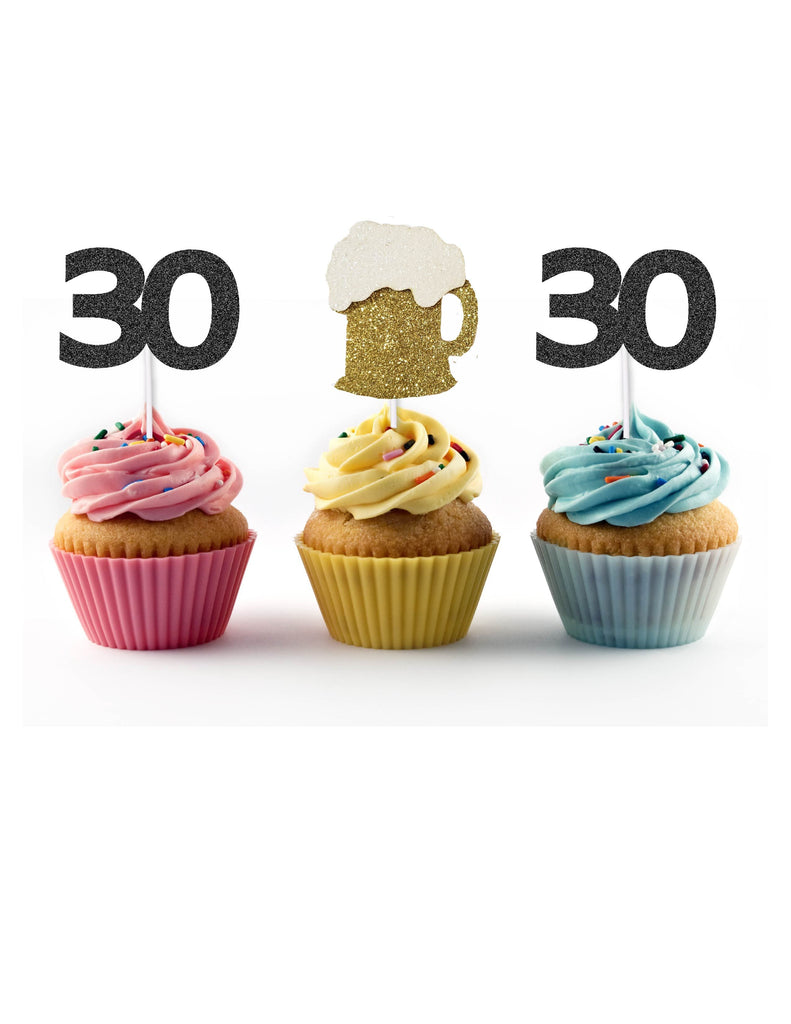 30th birthday cupcake toppers - Cheers and beers to 30 years