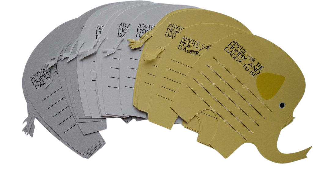 Yellow Elephant baby shower cards