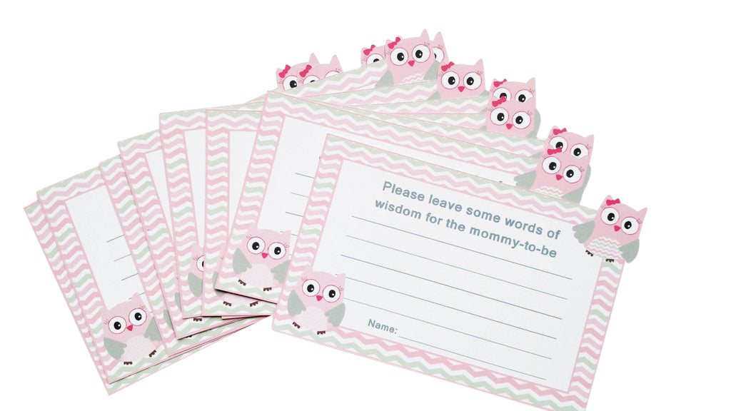 Baby girl owl baby shower cards