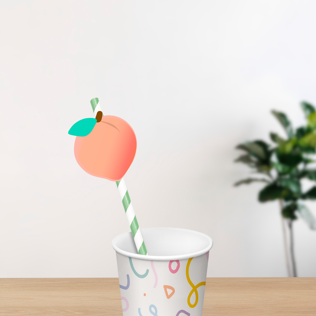 24 peach straw flags for a sweet as a peach party