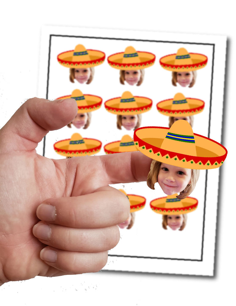 Custom Fiesta Stickers with Face and Sombrero