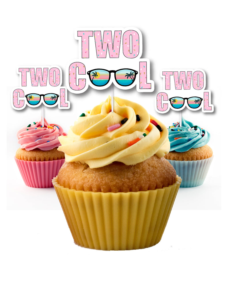 Tropical Two Cool cupcake toppers for a too cool party