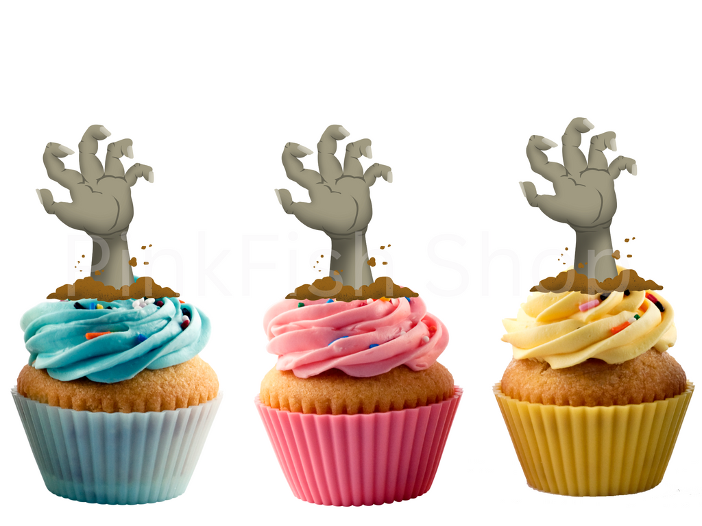 Zombie Hand cupcake toppers for halloween party